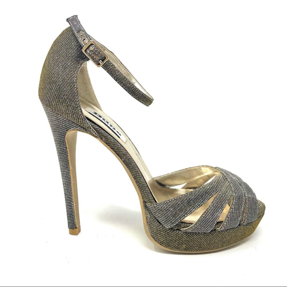 Dune London Platform Stiletto Open Toe Pumps Heels in Gold, Women’s Size 8 EU 39